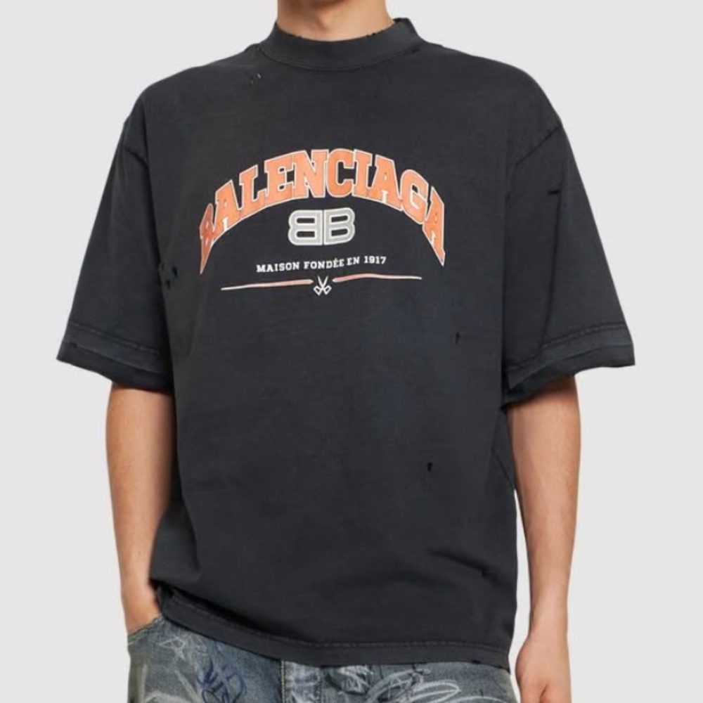 Balenciaga vintage effect cotton jersey t-shirt